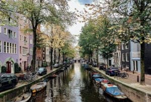 Image of canal in Amsterdam, during Amsterdam Dance Event